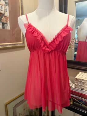 Fairycore Red Ruffled Sheer Chemise